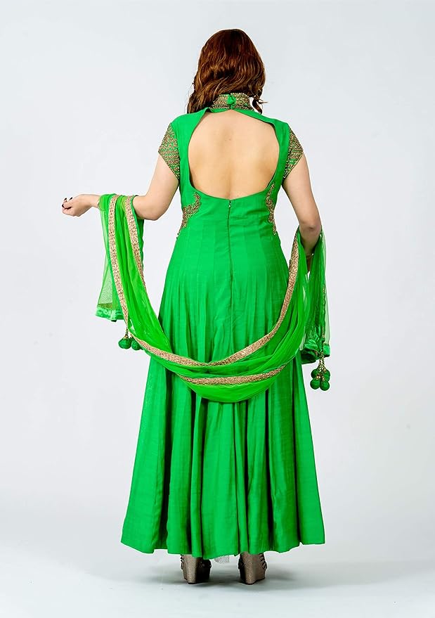 green long frock design