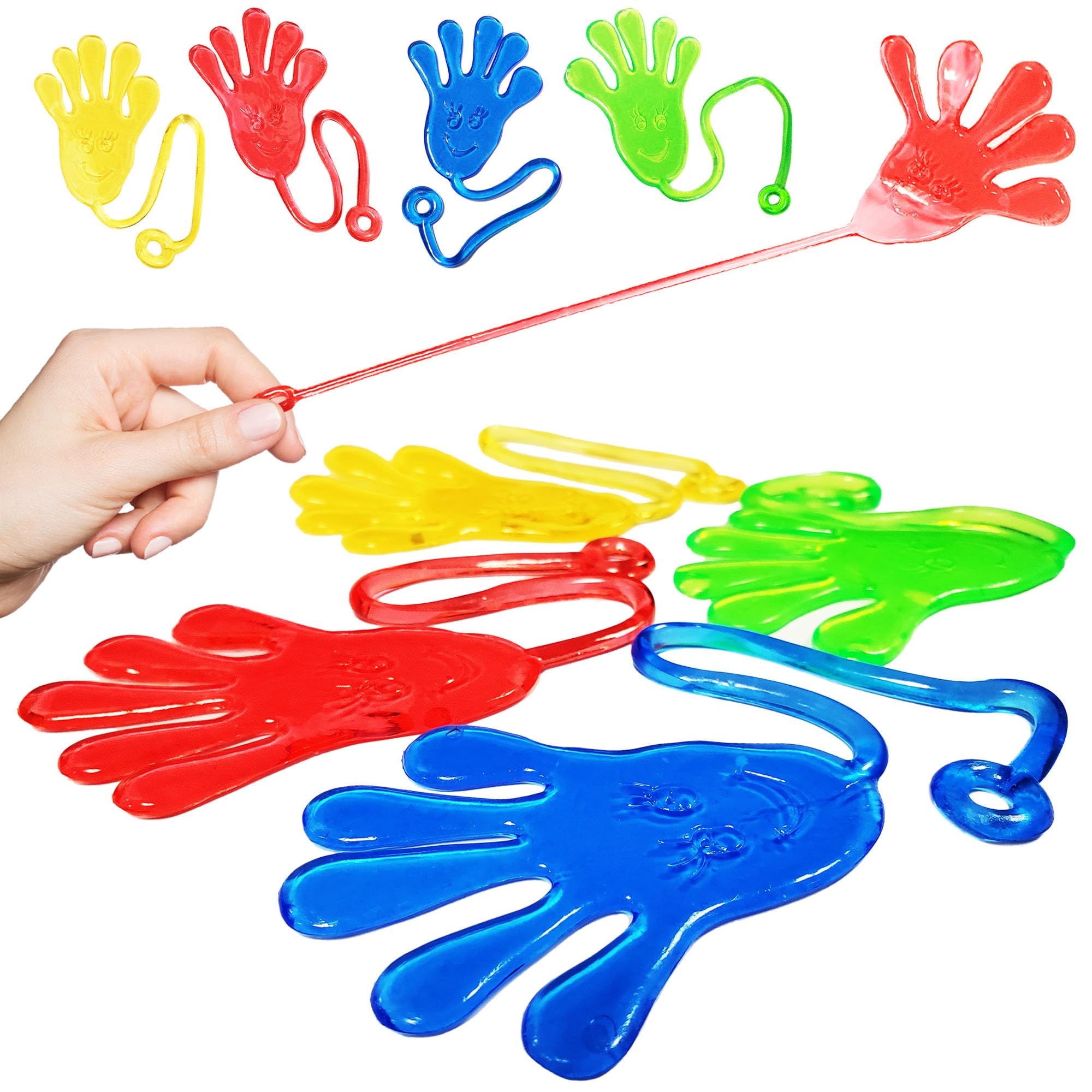 40 Pack Vibrant Sticky Hand Toys - Stretchy Party Favors for Birthdays, Classroom Prizes, Christmas Stocking Stuffers, Halloween Goodie Bags & Sensory Play (Assorted Colors)
