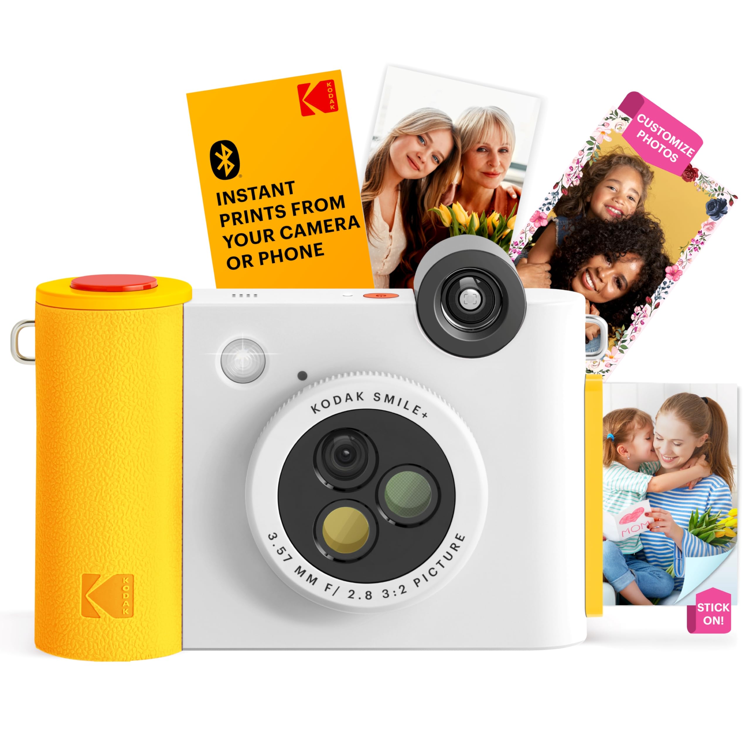 KODAK Smile+ 2-in-1 Digital Instant Camera & Wireless Bluetooth Photo Printer, 10MP, Special-Effect Rotating Lens, Zink 2x3" (5.1x7.5 cm) Sticky-Back Photos, Print via App from Smart Devices, White