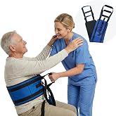 NurtureCare Transfer Sling, Upgraded with Metal Buckle, 6 Reinforced Straps with Hand Grips, Lift &amp; Standing Aid for Caregivers, Elderly &amp; Disabled, Transfer Belt for Home Use (Blue, Large)