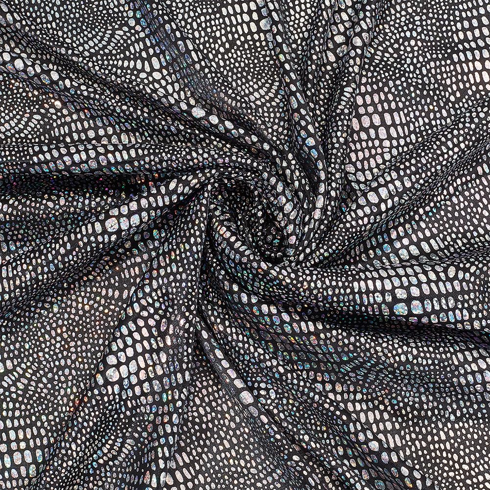 MAYJOYDIY Silver Snake Faux Leather Fabric, 1.58m×0.9m, Gilding Polyester Fabric, Shiny Reptile Texture Crafting Material for Sewing Crafts Clothing Accessories Handbag Apparel Party Decoration
