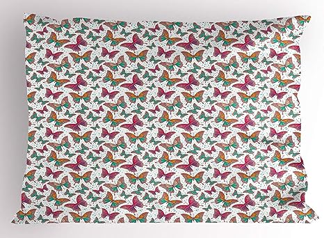 Amazon Mtdkx バタフライ枕カバー 蝶の芸術的なイラスト カラフルな抽象的な翼と緑の水玉 装飾的な標準クイーンサイズ プリント枕カバー 30 X インチ マルチカラー 30 X Inches Mtdkx 枕カバー ピローケース オンライン通販