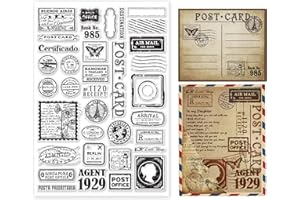GLOBLELAND Stamp Postmark Postcard Clear Stamps for DIY Scrapbooking 11.7x8.3inch Big Size Silicone Clear Stamp Seals for Cards Making Photo Journal Album Decoration
