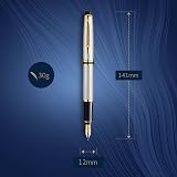 Waterman Expert Fountain Pen Stainless Steel 23k Gold Trim Medium Nib Gift Box view 3