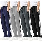Rolimaka 4 Pcs Boys Sweatpants Soft Fleece Lined Open Bottom Youth Basic Athletic Joggers with Pockets Thermal Pants for Boys