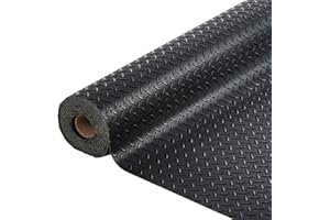 7.8x20 ft Garage Floor Mat, 2.8mm Thickened PVC Diamond Plate Flooring Roll, Non-Slip Protector Mat with Double-Sided Tape, E