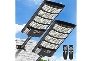 VIPZON Solar Lights Outdoor - 6500K Solar Street Lights Outdoor Dusk to Dawn, 270° Wide Angle Security Flood Light IP66 Waterproof Solar Lights, Motion Sensor Led Street Lights For Yard/Road/Farm-2PACK
