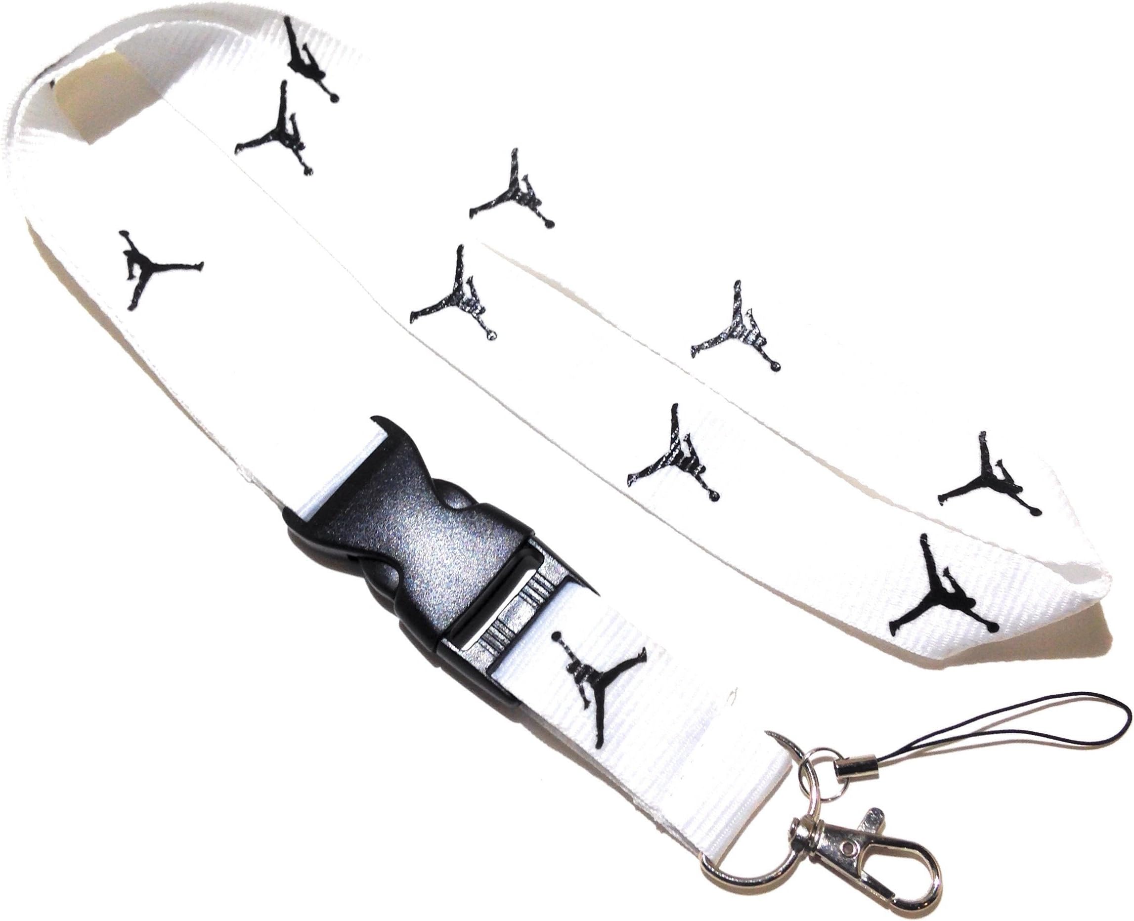 Jordan Lanyard White & Black Keychain Neck Strap ID Holder from SprayWayCustoms Store