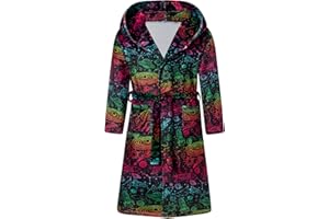 uideazone Boys Fleece Robe Kids Hooded Plush Bathrobe Soft Warm Sleepwear for Teen 7-14 Years
