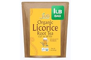 Jiva Organics Organic Licorice Root Tea (Cut & Sifted) Bulk 1 Pound Kraft Bag - Non-GMO, Dried & Pure - Glycyrrhiza glabra