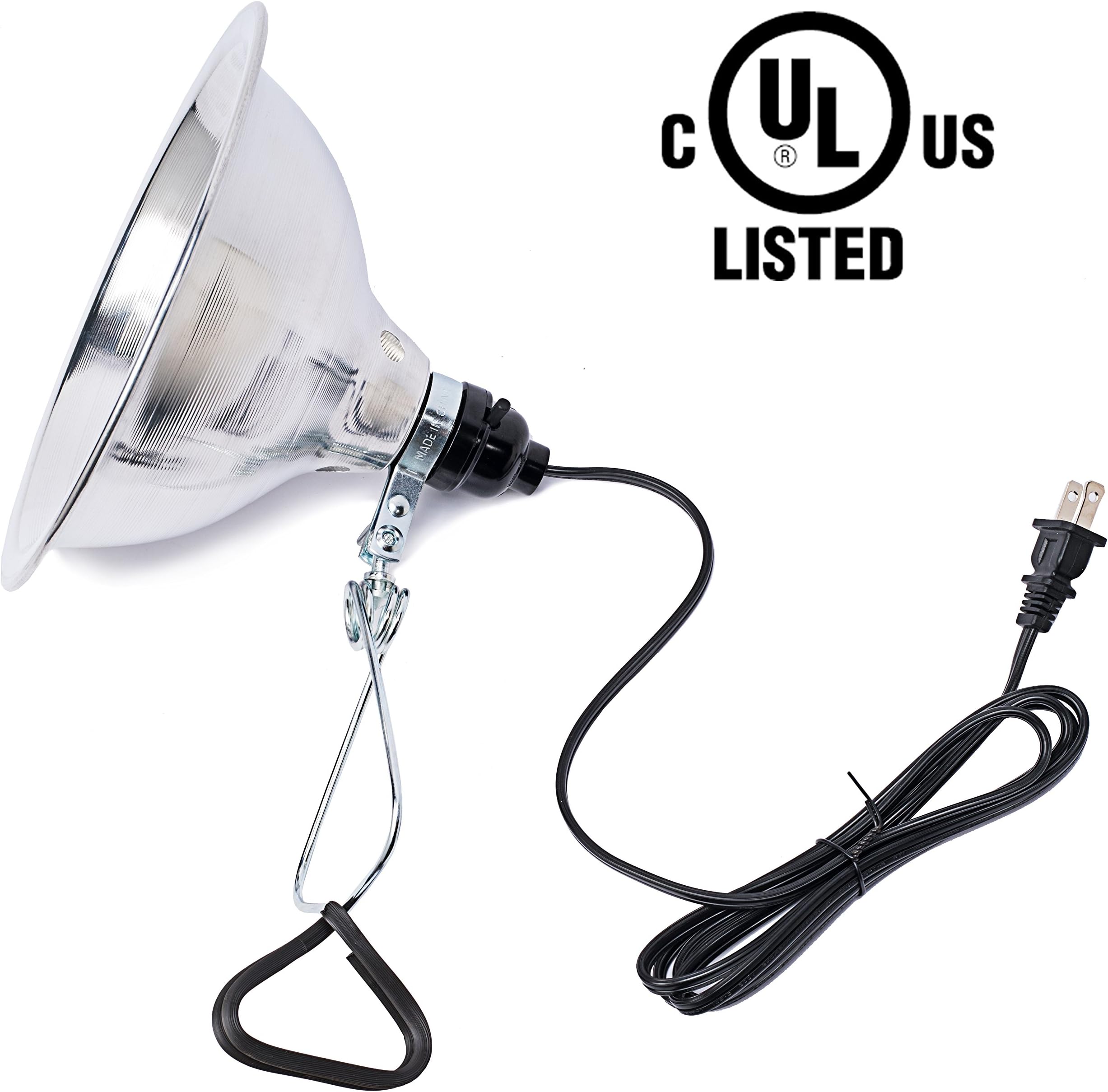 Clamp Lamp Light Clip Light Bed Lamp, with 8.5-Inch Reflector, 150-Watt, 18/2 SPT 6 Feet Cord, UL Listed by Hex Tools
