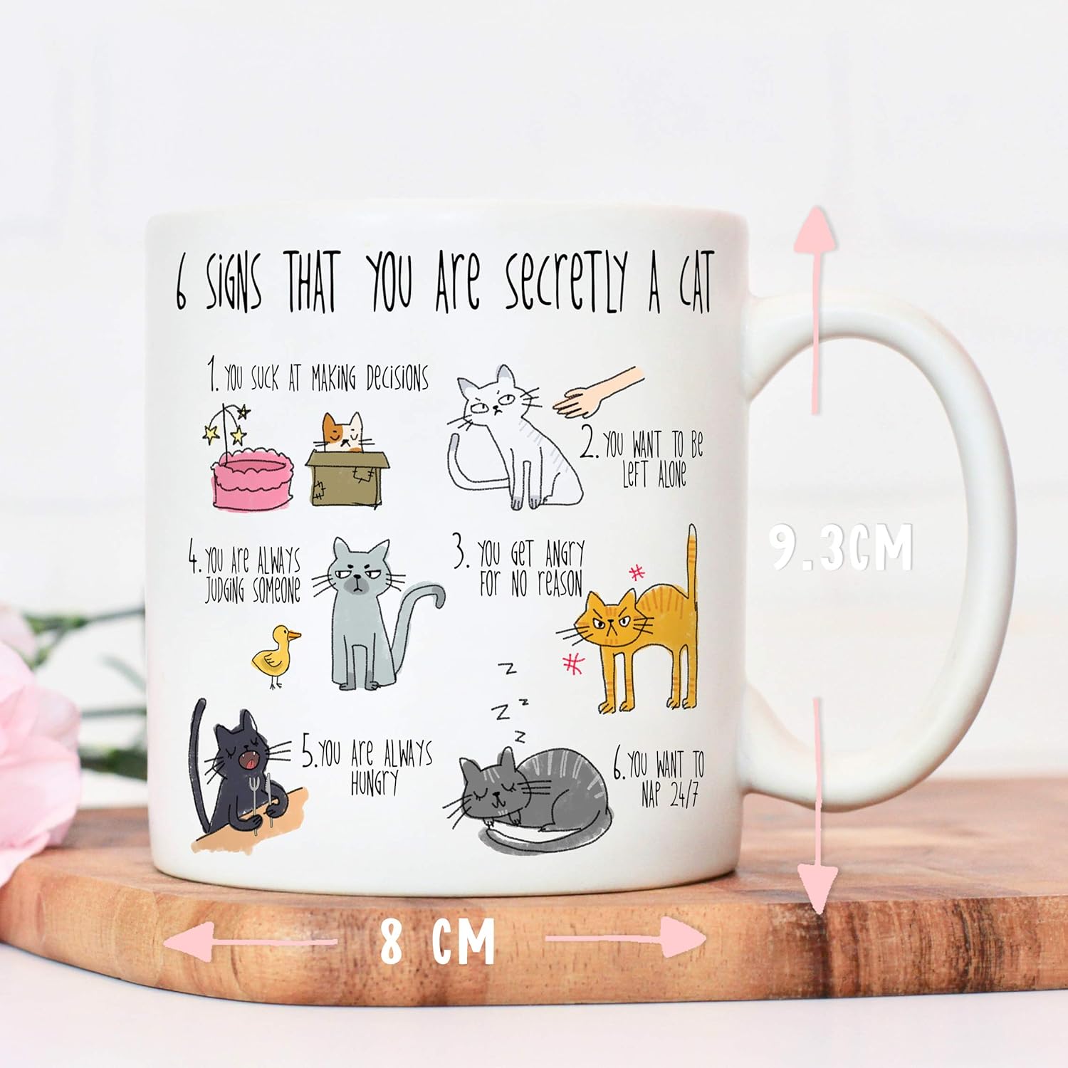cat Mug for Crazy Cat Lady, White, 10 ounces - Image 5