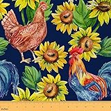 Sunflower Fabric by The Yard, Chicken
