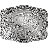 HAQUIL Buffalo Silver Plated Vintage Rectangle Belt Buckle Scaloped Buckle