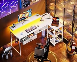 Coleshome 48 Inch L Shaped Gaming Desk with 2