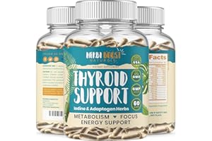 HERBI BOOST NATURALS Thyroid Support for Women with Iodine ǀ 1069mg Extra Strength Supplement for Metabolism, Focus with Ashwagandha, L-Tyrosine, Zinc, Selenium & More