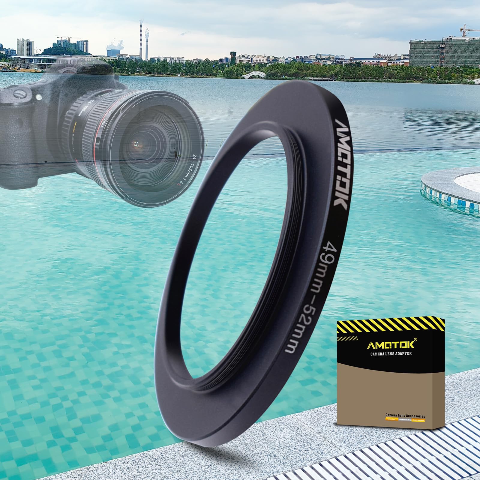 49mm Lens to 52mm Camera Lens Adapter,49mm to 52mm Filter Step up Ring Adapter Ring,Compatible All 52mm Filter Accessory