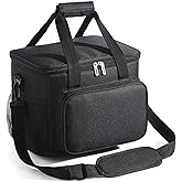 Funroute Insulated Lunch Bag for Men & Women, 24-Can Leakproof Large Adult Lunch Box Cooler with Shoulder Strap, Upgraded Thermal Lunchbox for Travel, Beach, Work, Camping & Picnic, Black