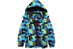 GEMYSE Boy's Waterproof Ski Snow Jacket Hooded Fleece Windproof Winter Jacket