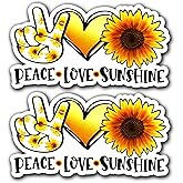 WSQ Peace Love Sunshine Sunflower Vinyl Decal Sticker Premium Quality Vinyl Multiple Colors For Car Bumper Truck Van SUV Window Wall Boat Cup Tumblers Laptop or Any Smooth Surface Size 5 Inches 2 Pack