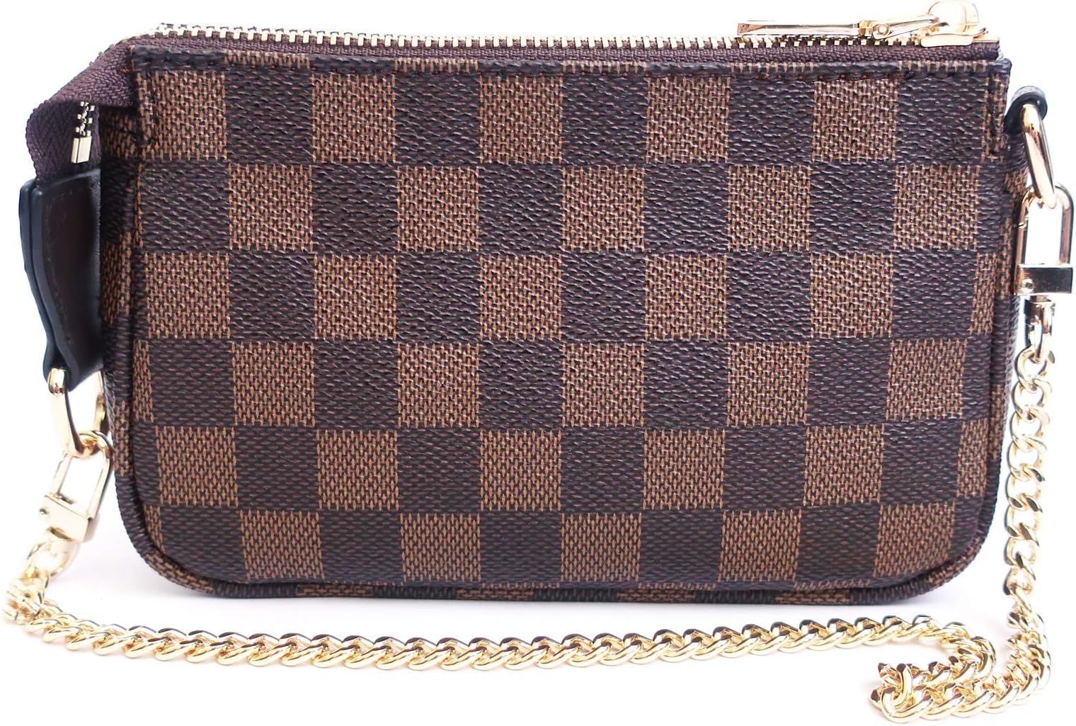 Blush Cotton Luxury Checkered Mini Handbag with Bonus Crossbody Chain Vegan PU Leather and Canvas