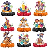 9Pcs Party Decorations Honeycomb Centerpieces for Tables, 3D Theme Table Toppers,Party Supplies (Day of the Dead, Paper)