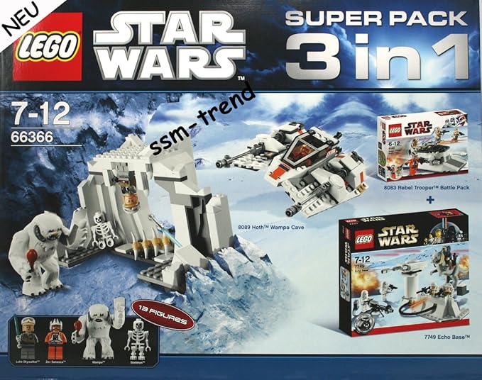 LEGO Star Wars 66366 Superpack 8089 Hoth Wampa Cave und 8083 Rebel Trooper und 7749 Echo Base