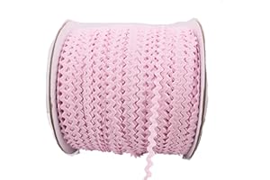 Lyracces Wholesale Lots 50yards Mini Woven Zigzag Rick Rack Ribbon RIC Rac Trims Scrapbooking Dressmaking (3mm, Pink)
