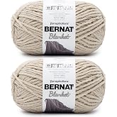 Bernat Blanket Super Bulky Acrylic Yarn - 2 Pack of 300g/10.5oz #6 Chunky Chenille Heavy Weight Yarn for Knitting and Crocheting, Amigurumi, Thick Blankets (Almond, 220 Yards 2-Pack)