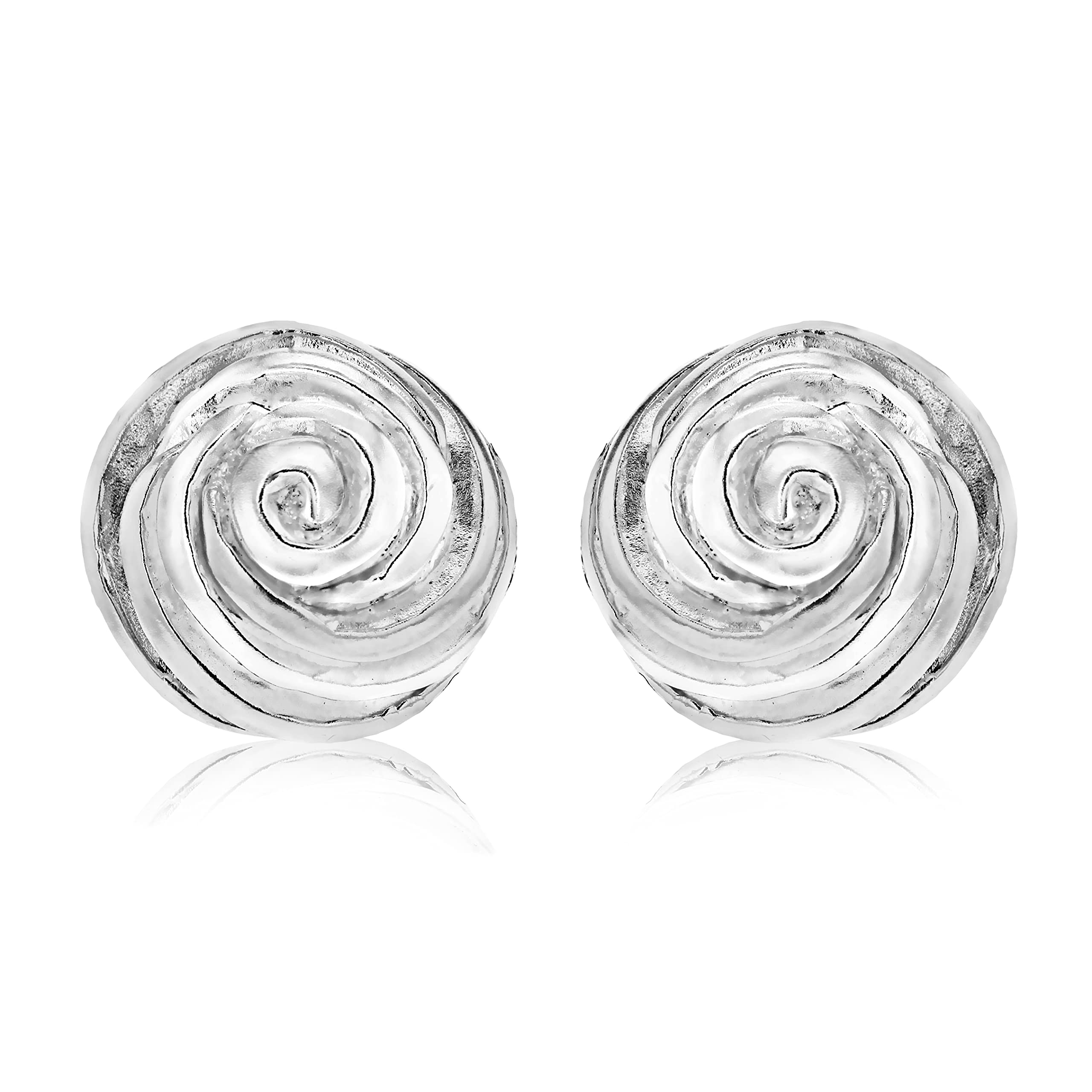 Tuscany Silver Women's Sterling Silver 16mm Rose Stud Earrings