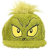 Dr. Seuss The Grinch Adjustable Hat | Fuzzy Grinch Christmas Party Hats, Green Fur Hair Costume Snapback Cap