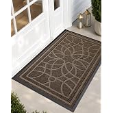 DEXI Front Door Mat Outside Entrance 3x5, Heavy Duty Non Slip, Brown | Low Profile Doormat with Rubber Back, Traps Dirt &amp; Moisture, Easy to Clean, Fits Entryway, Patio, Garage