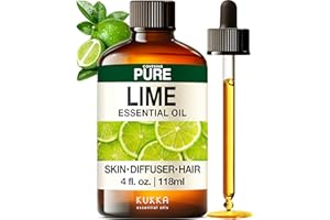KUKKA ESSENTIAL OILS Kukka Lime Essential Oil for Skin - 4 Fl Oz - Lime Oil for Diffuser, Hair, Candles, DIY Soap Making Scents