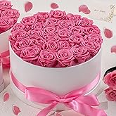 27 Forever Roses in Luxury White Box, Eternal Real Roses Birthday Gifts for Women, Preserved Flowers for Delivery Prime, Anniversary, Valentine's Day, Mothers Day for Mom (Pink)
