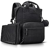 VONAL Diaper Bag Backpack, Lightweight Baby Diaper Bags, Travel Large Diaper Bag with Changing Station, Black Diaper Backpack for Boys Girls Newborn with Insulated Pockets, Stroller Straps