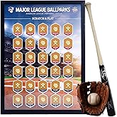 Framed Official 2026 Baseball Stadiums Scratch-Off Poster - Baseball Gifts for Boys - Baseball Room Decor - Updated MLB Stadium Tracker - Baseball Stadium Map Tracker - Designed in the USA (12"W x 16"L)