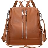 ALTOSY Genuine Leather Backpack for Women Convertible Shoulder Bag | Elegant Soft Purse Can Holds 11" ipad, Large Capacity, For Daily Use, Travel, Casual, Dating, S77 Caramel