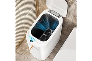 funest Motion Sensor Bathroom Trash Can with Lid- 3.5 Gallon Rechargeable Automatic Trash Can for Bathroom, Auto-Adsorption Waterproof Garbage Can Touchless Waste Basket for Bedroom, Kitchen, Office