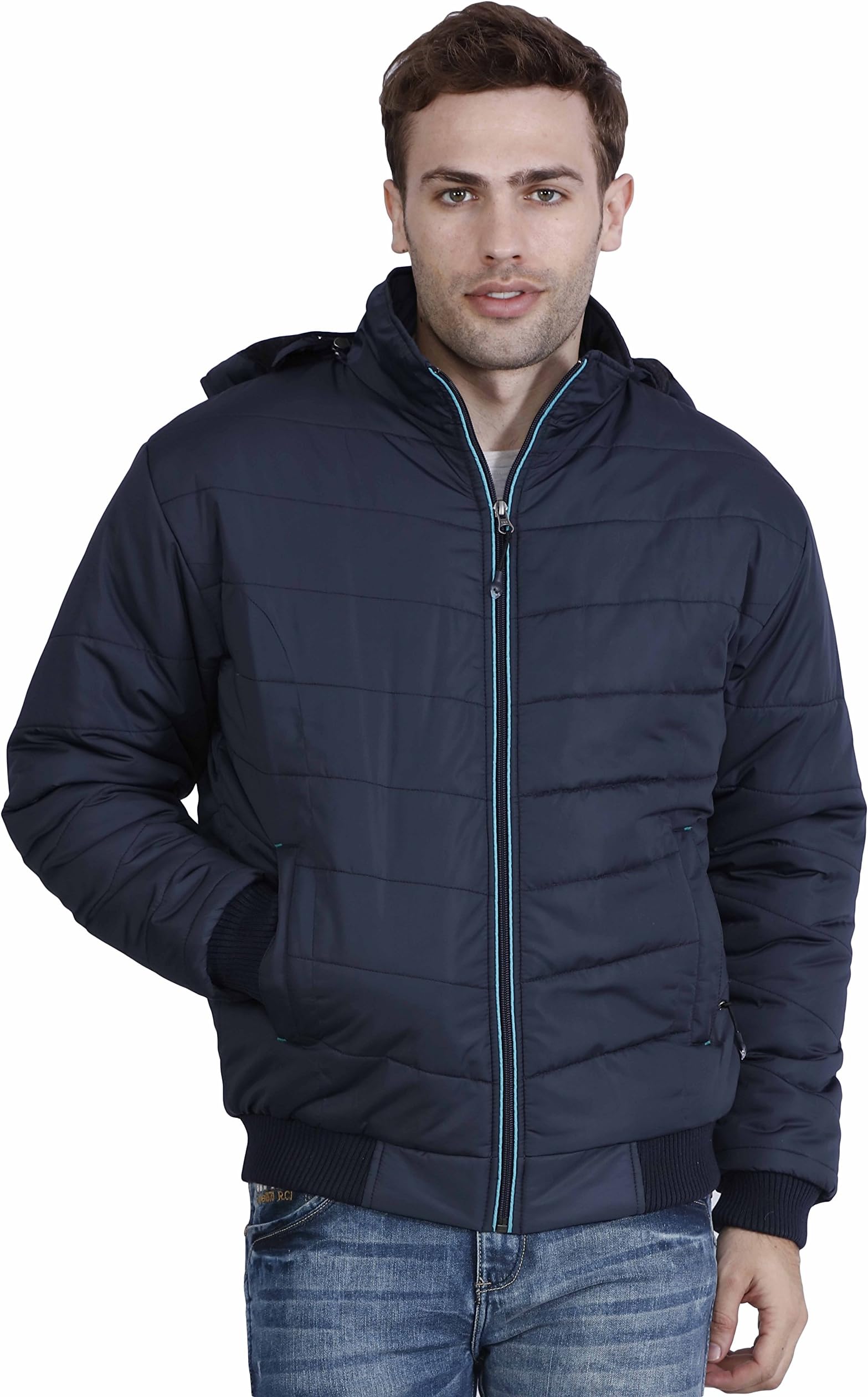 HIVER Men's Woolen Waterproof and Snowproof Hooded Winter Jacket