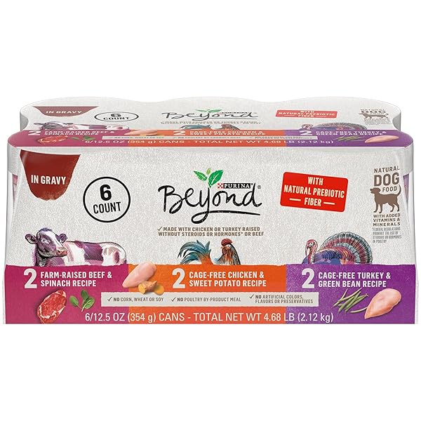 PURINA BEYOND GRAVY, BEEF, CHICKEN OR TURKEY IN GRAVY GROUND ENTREE GRAIN FREE WET DOG FOOD VARIETY PACK – (PACK OF 6) 12.5 OZ. CANS