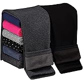 Cooraby 2 Pack Girls Cotton Fleece Lined Leggings Kids Thick Thermal Tights Winter Full Length Pants Warm Clothes