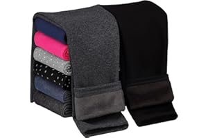 Cooraby 2 Pack Girls Cotton Fleece Lined Leggings Kids Thick Thermal Tights Winter Full Length Pants Warm Clothes