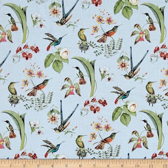 Elizabeth's Studio Hummingbirds in Style Metallic Fabric by