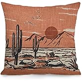 AOFANGGO Vintage Southwestern Landscape Pillow Cover 18x18 inch Sofa Pillowcase Western Equestrian Burnt Orange Sunset Rust Throw Pillowcase Lumbar Home Decoration