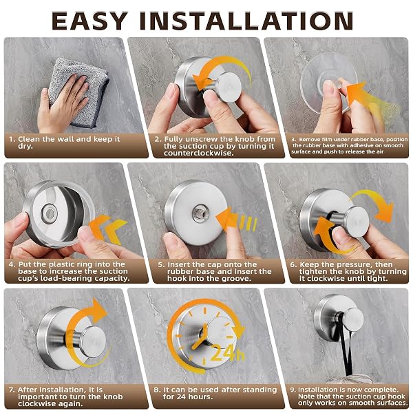 SUPOPULAR REUSABLE HEAVY DUTY SUCTION CUP HOOKS FOR KITCHEN/BATHROOM/SHOWER – WET-PROOF HOOKS FOR TOWELS, ROBES, LOOFAH&WREATHS/NO DRILL MOUNTING ON GLASS, TILE, METAL (2, BRUSHED NICKEL)