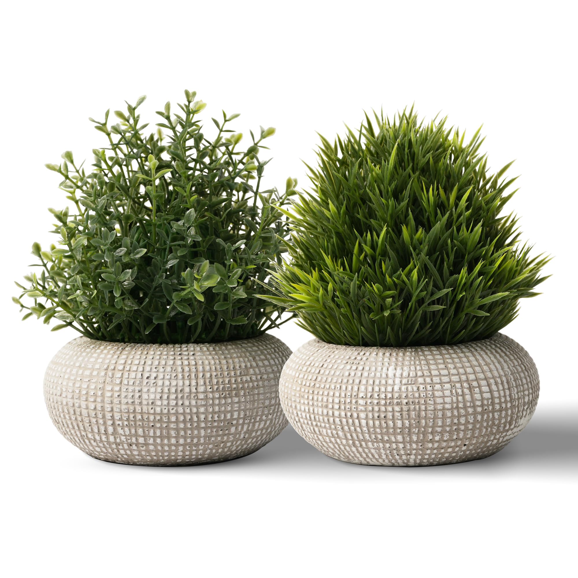 Photo 1 of **STOCK PHOTO SIMILAR NOT EXACT** **Only one piece**2Pack Small Fake Plants, 6.1/5.7 Inch Artificial Plants Indoor in Cement Planter, Small Faux Plants Indoor for Room Bathroom Bedroom Farmhouse Kitchen Office Home Decor - All Green - Boxwood
