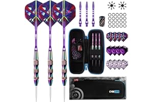 CyeeLife Steel Tip Darts Set,3 Pack Professional Dart with 6 Premium Aluminum Shafts,3 Style PET Flights,Dart Sharpener, Rubb