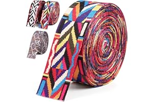 PECMER Nylon Webbing 1.5 Inch 6 Yards Colorful Ethnic Polyester Webbing Ribbon Bohemian Webbing for Backpack Strap Belt Seatbelt Bags Handles Luggage Pet Collars Leash 38mm 1 1/2"