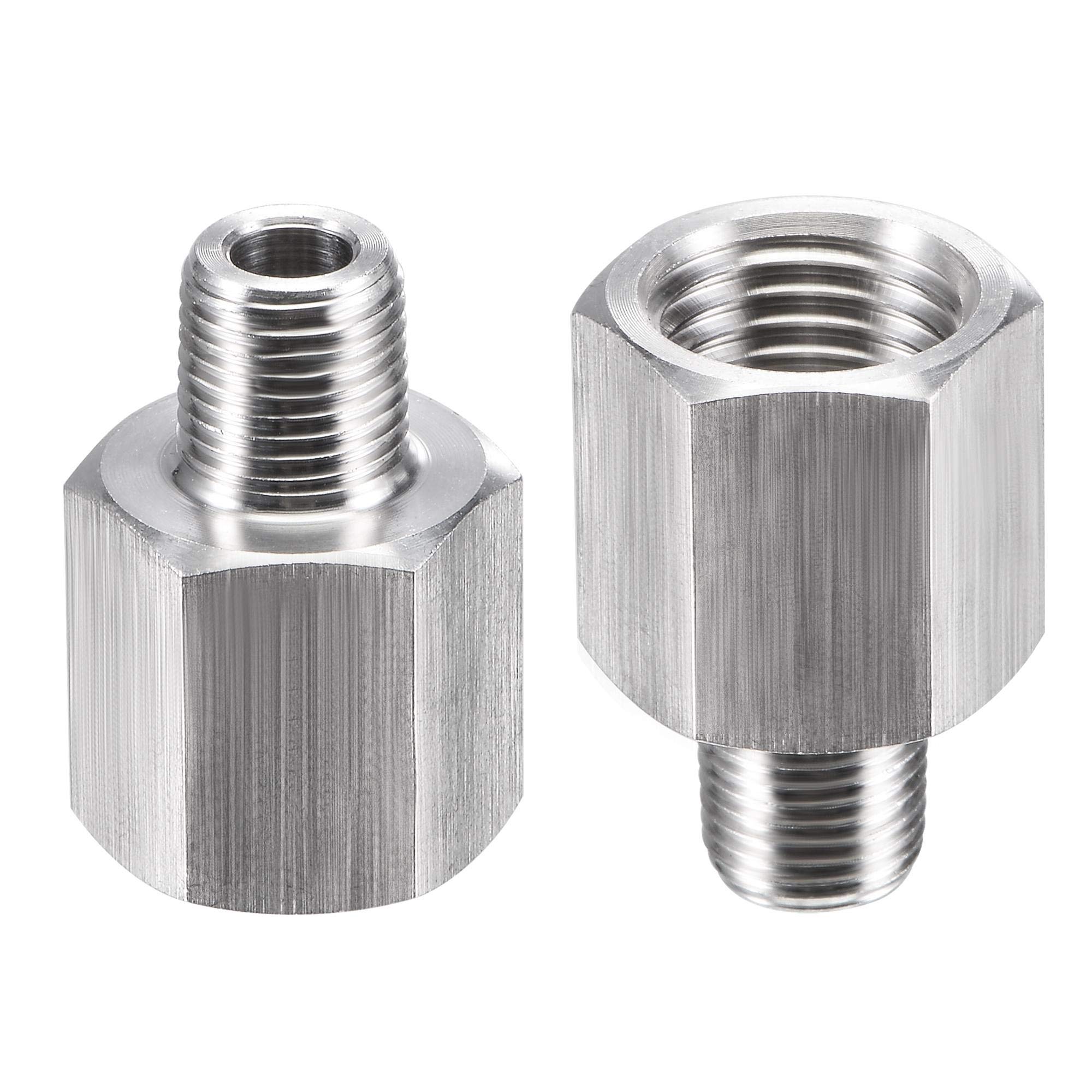 sourcing map Pipe Fitting Reducer Adapter 1/8" NPT Male x 1/4" NPT Female for Water Oil Air Pressure Gauge Temp Sensor, Stainless Steel, 2pcs