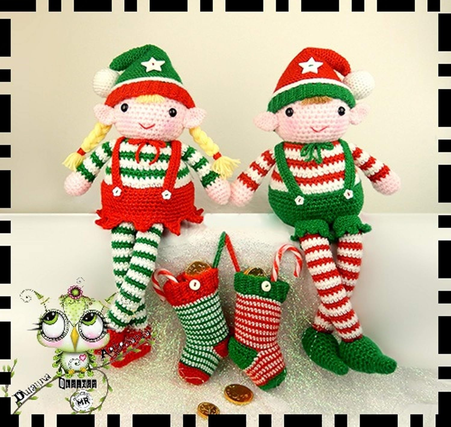 DUENDE ELFO ELFA CON CALCETIN AMIGURUMI REYES MAGOS REGALO NAVIDAD PAPA